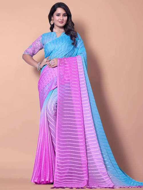 women ombre printed saree with blouse - 21962472 - Standard Image - 0