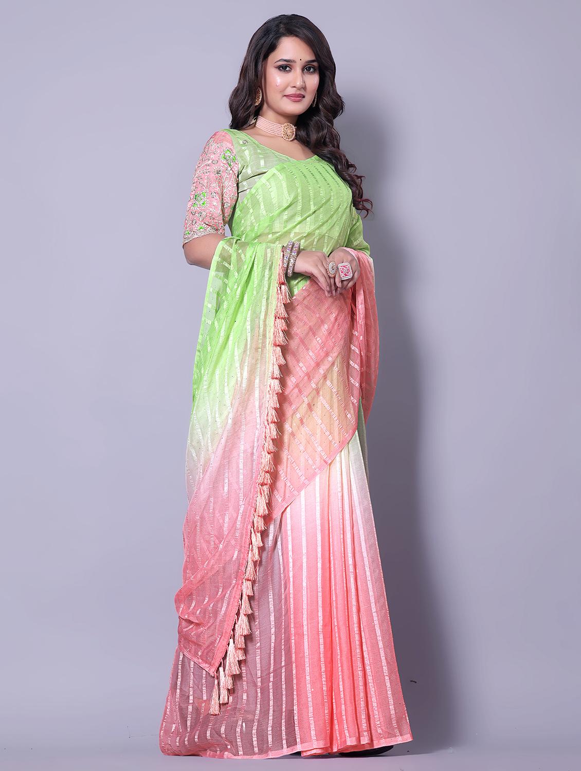 women ombre printed saree with blouse - 21962473 - Standard Image - 2