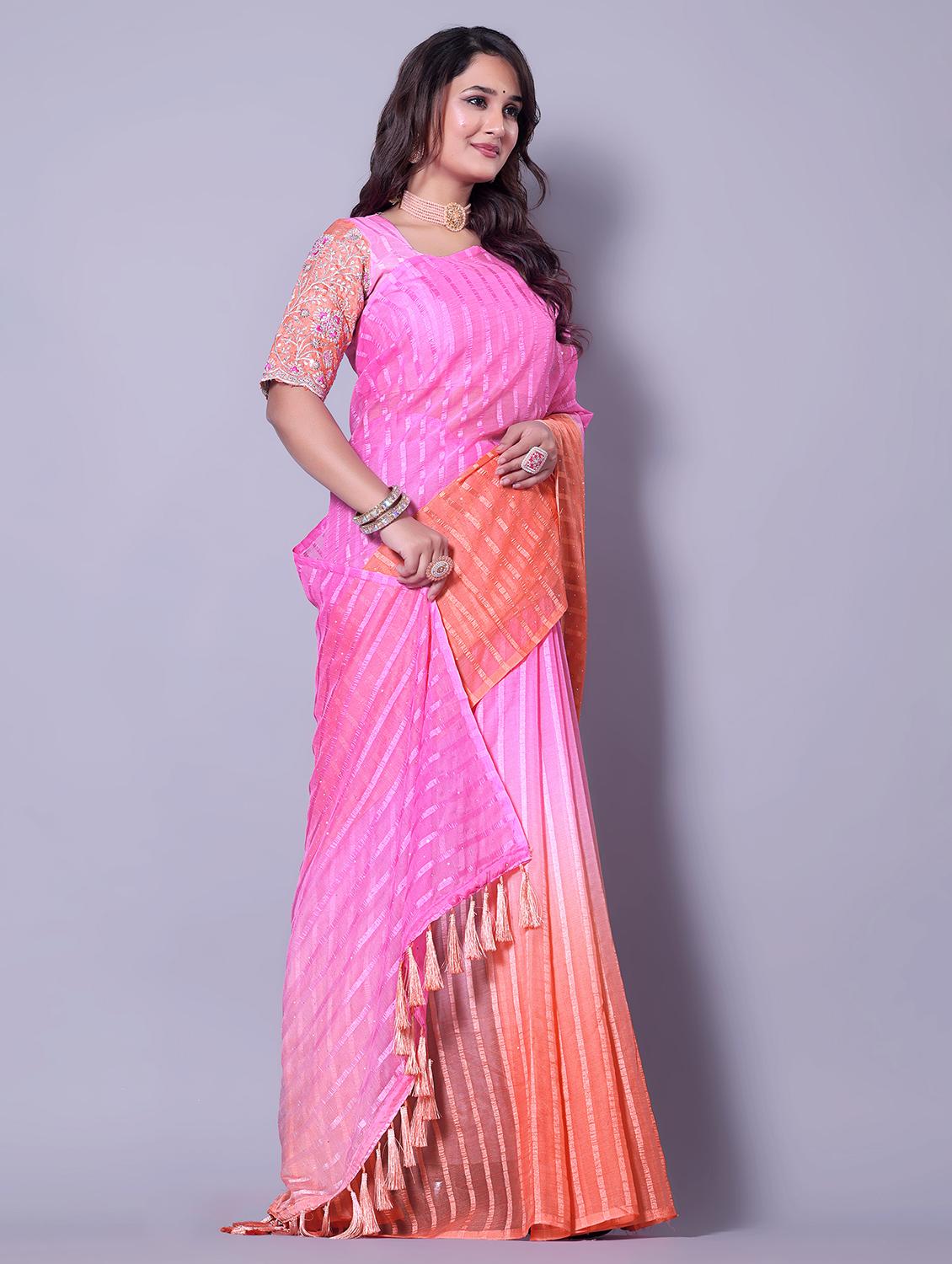 women ombre printed saree with blouse - 21962474 - Standard Image - 2