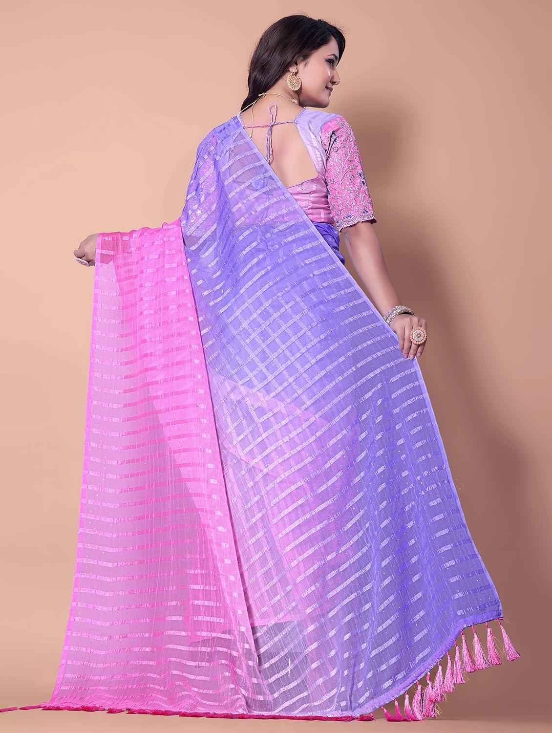 women ombre printed saree with blouse - 21962475 - Standard Image - 2