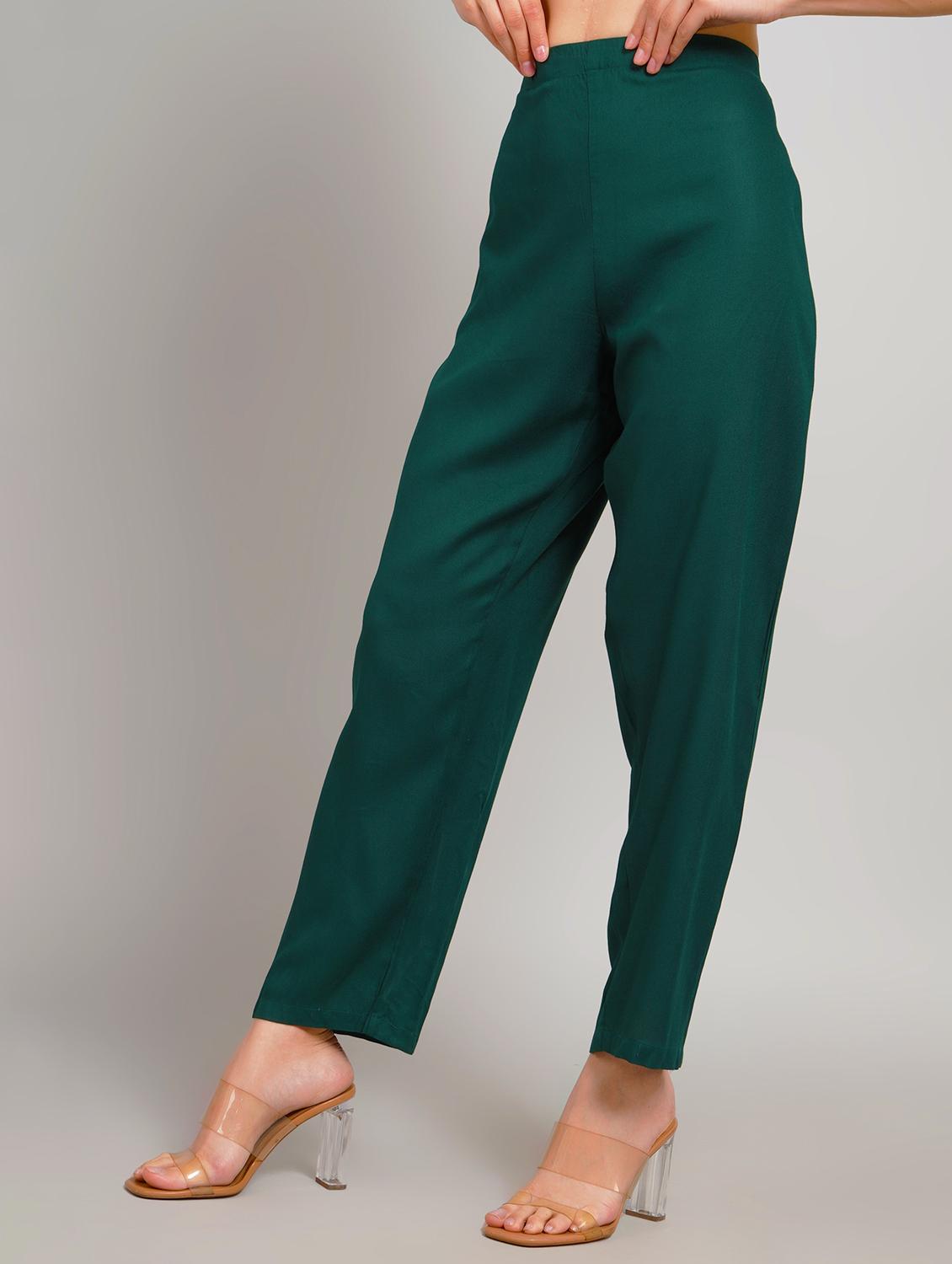 women solid high rise straight trouser - 21962489 - Standard Image - 2