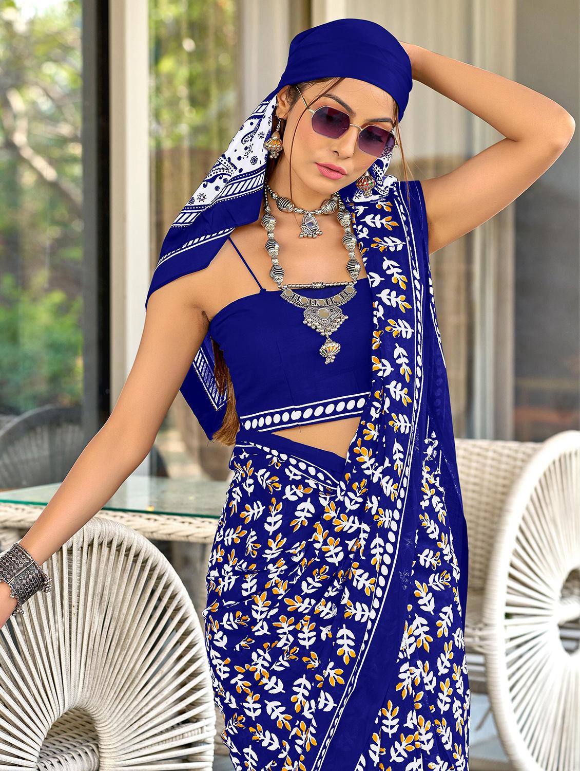 women printed casual wear saree with blouse - 21962496 - Standard Image - 2