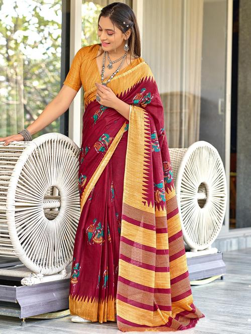 women printed casual wear saree with blouse - 21962498 - Standard Image - 0