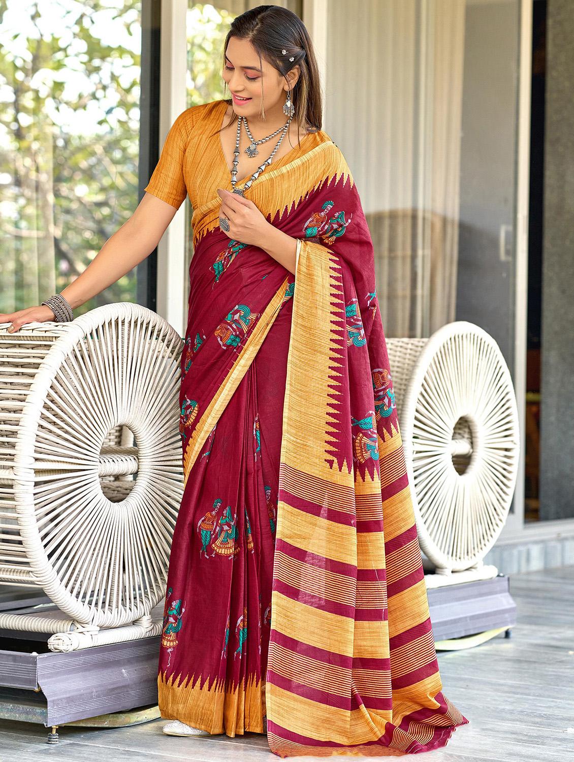 women printed casual wear saree with blouse - 21962498 - Zoom Image - 0