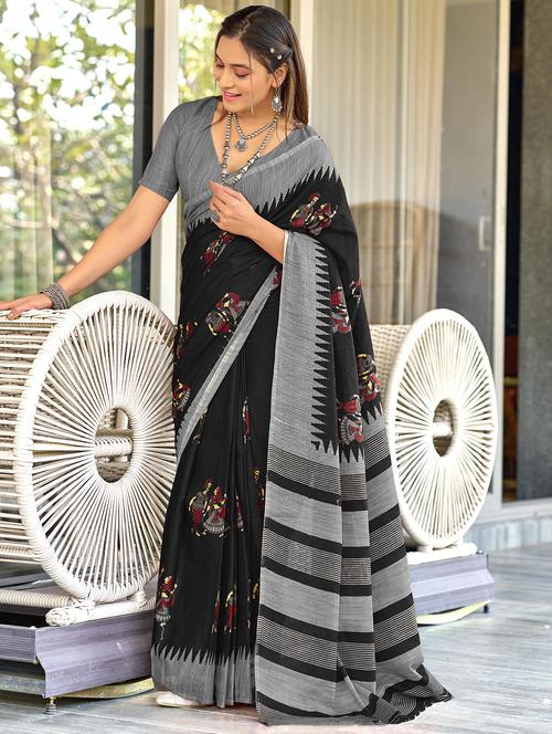 women printed casual wear saree with blouse - 21962499 -  Standard Image - 0