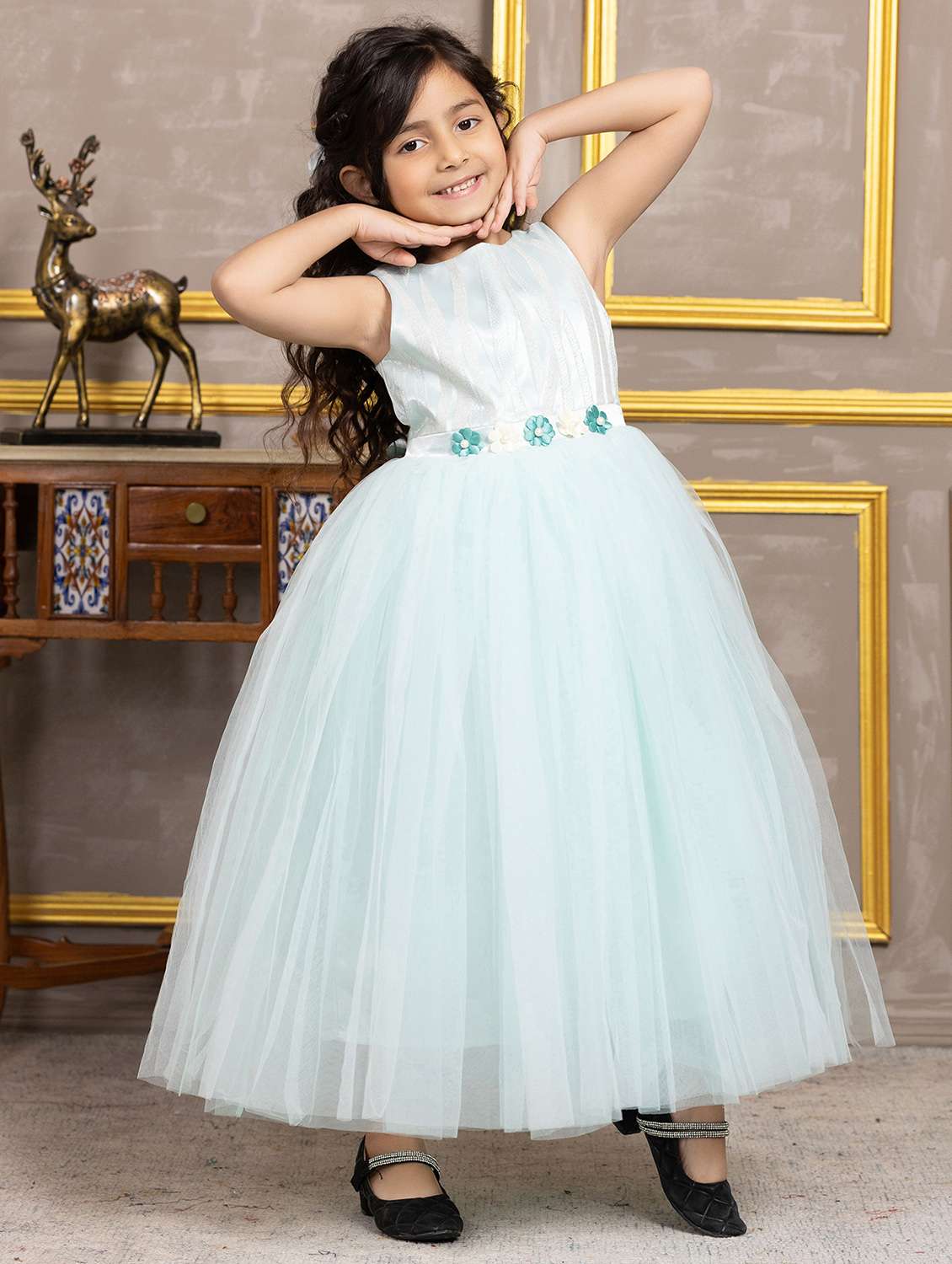 girls embellished sleeveless fit & flare dress