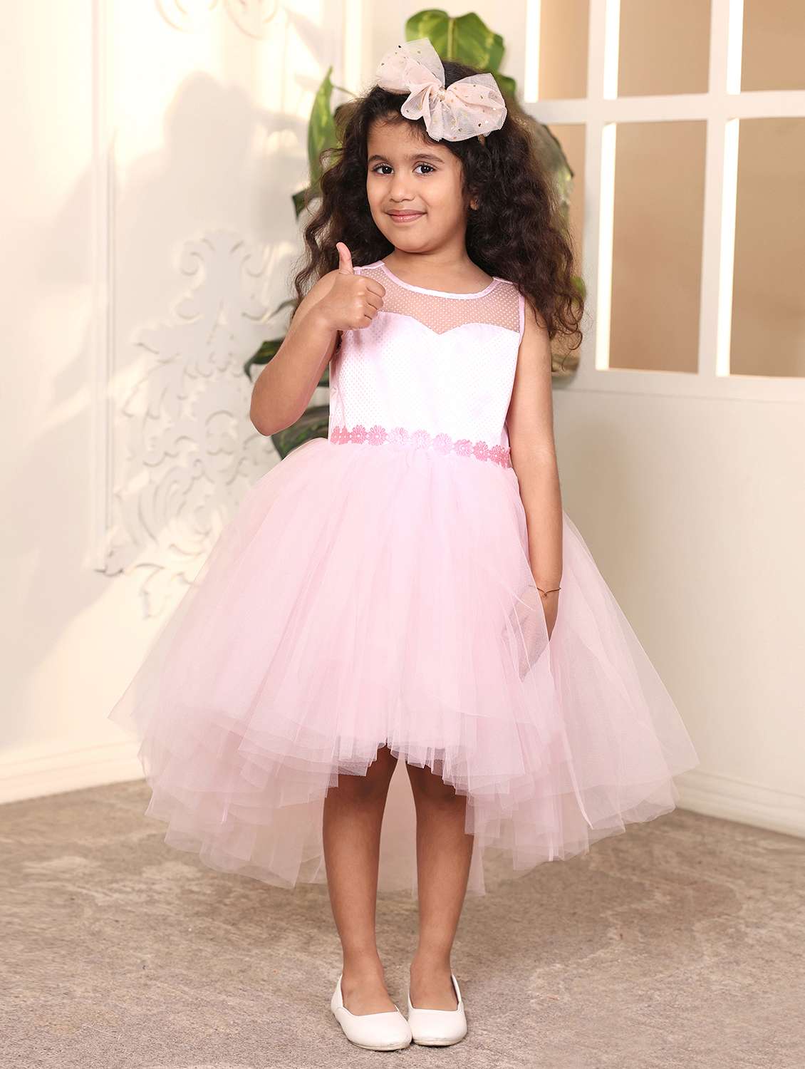 girls self designed sleeveless high low dress