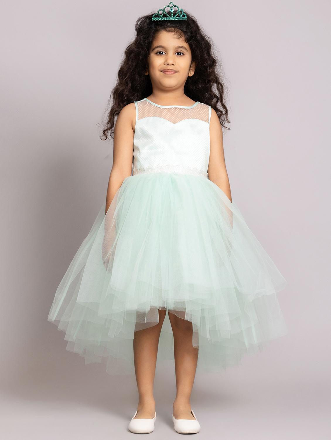 girls self designed sleeveless high low dress - 21962534 - Standard Image - 2