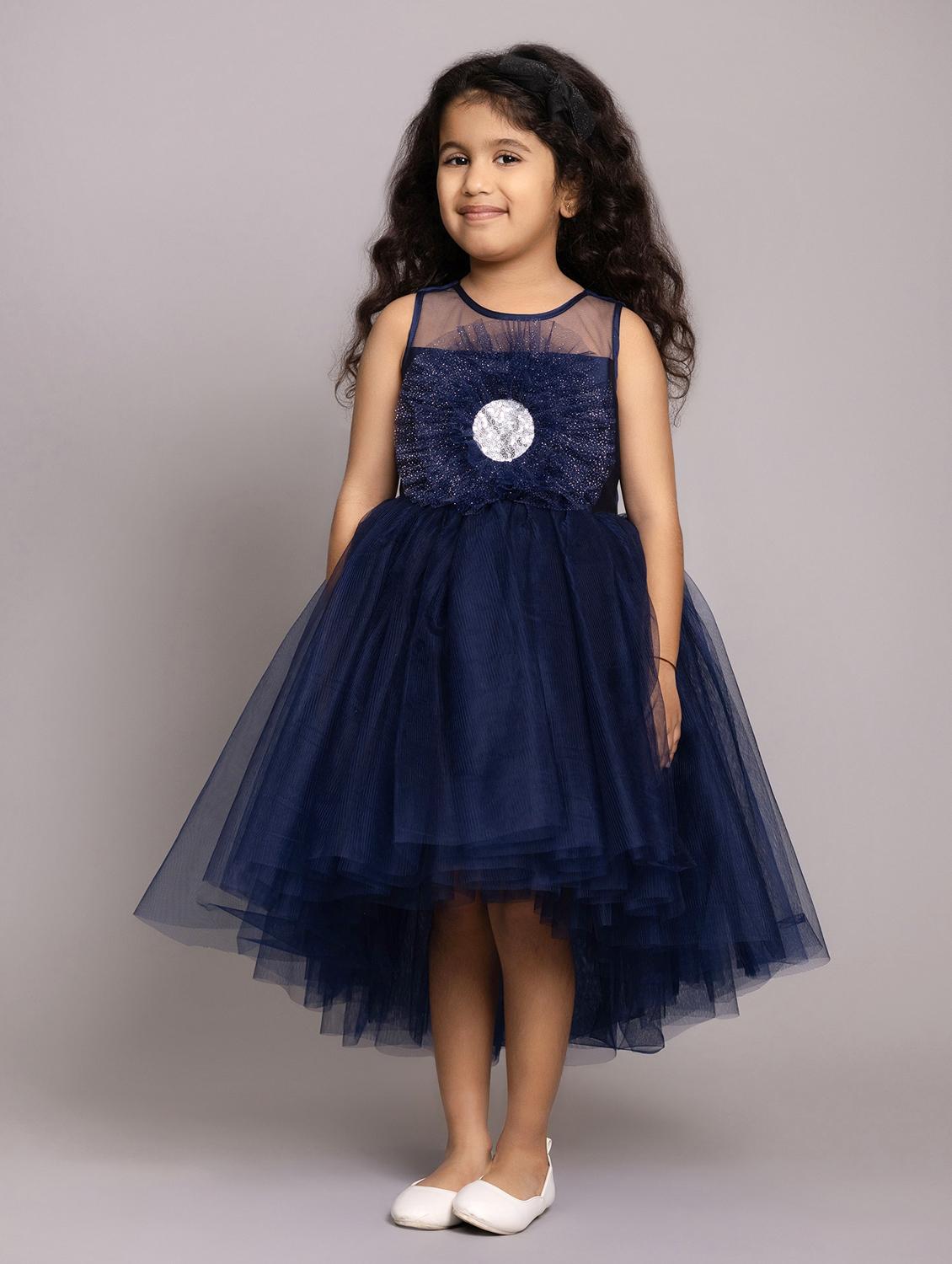 girls self designed sleeveless high low dress - 21962536 - Standard Image - 2