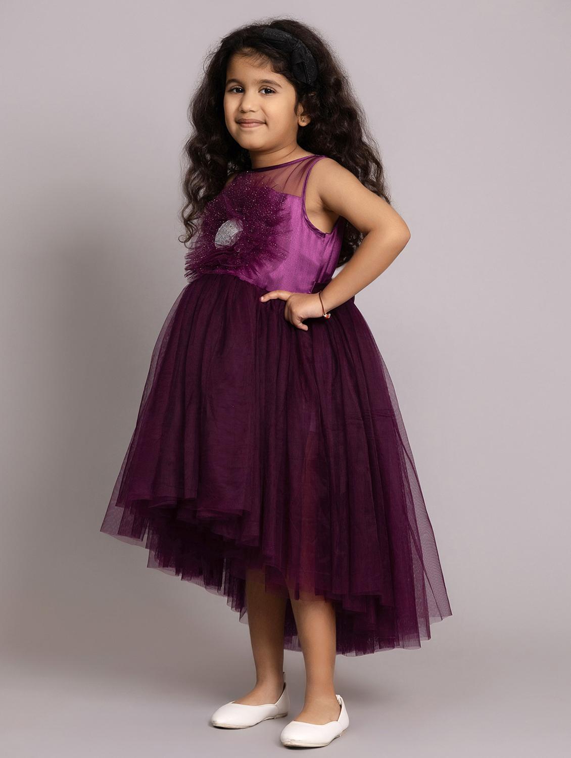 girls self designed sleeveless high low dress - 21962537 - Standard Image - 2