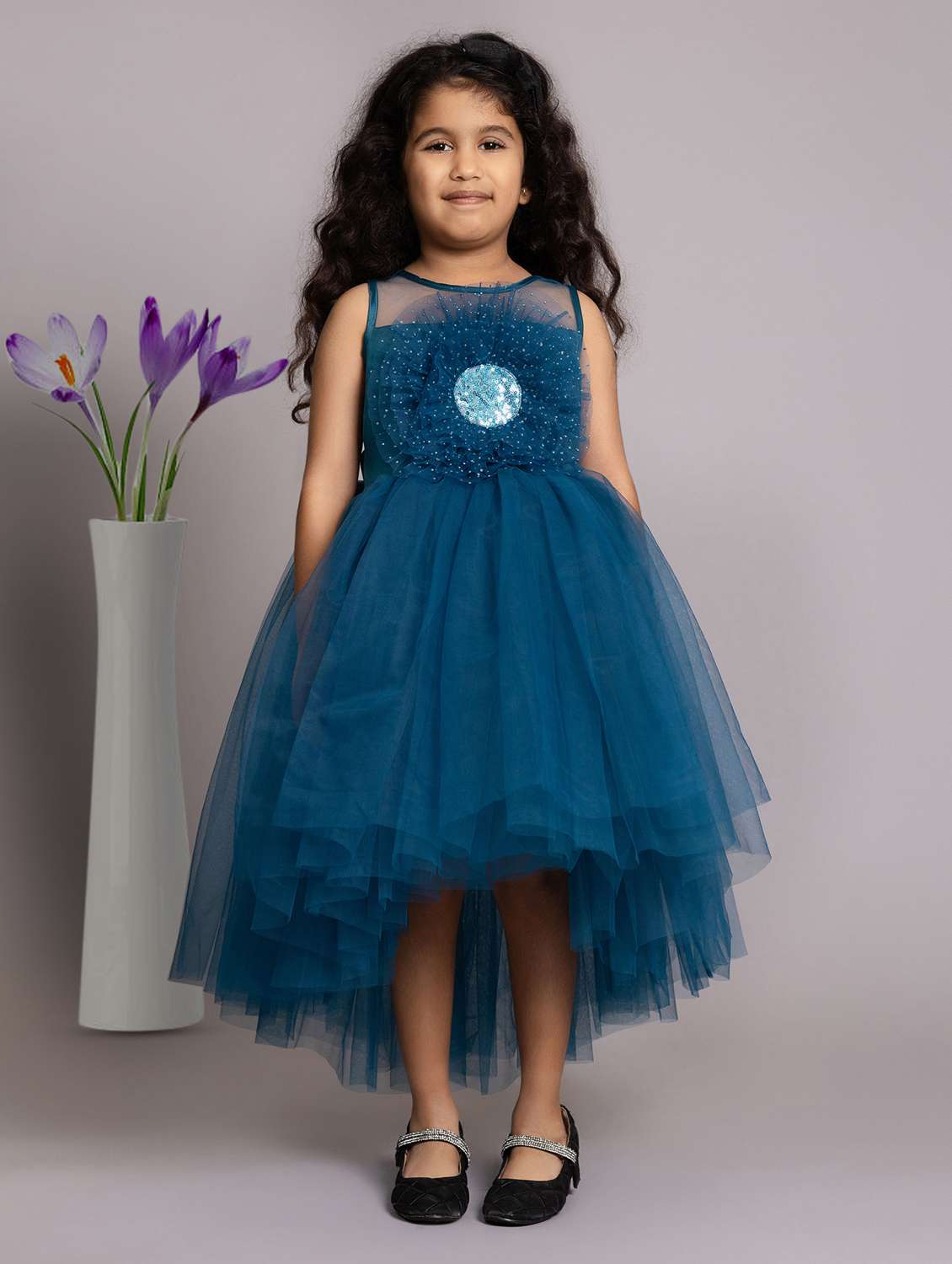 girls self designed sleeveless high low dress - 21962538 -  Standard Image - 2
