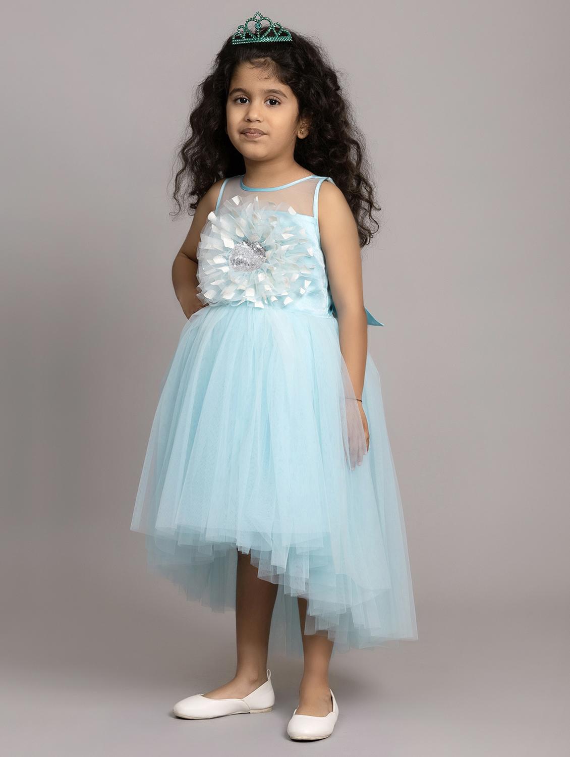 girls self designed sleeveless high low dress - 21962539 - Standard Image - 2