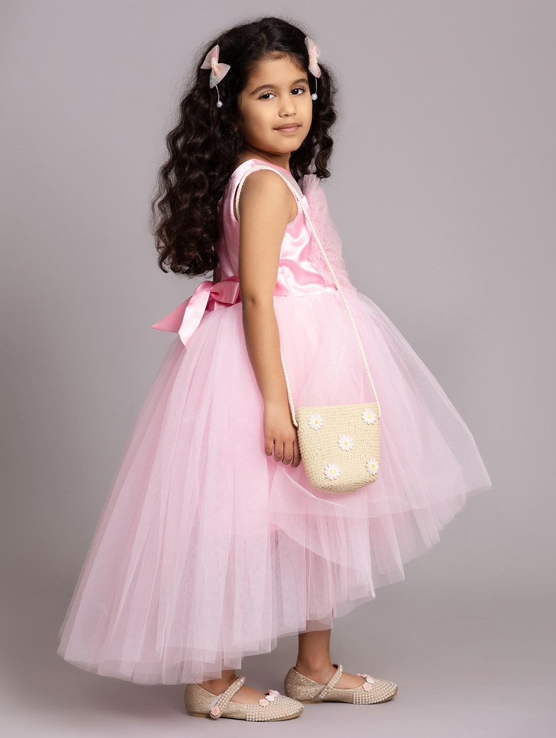girls self designed sleeveless high low dress - 21962541 - Standard Image - 2