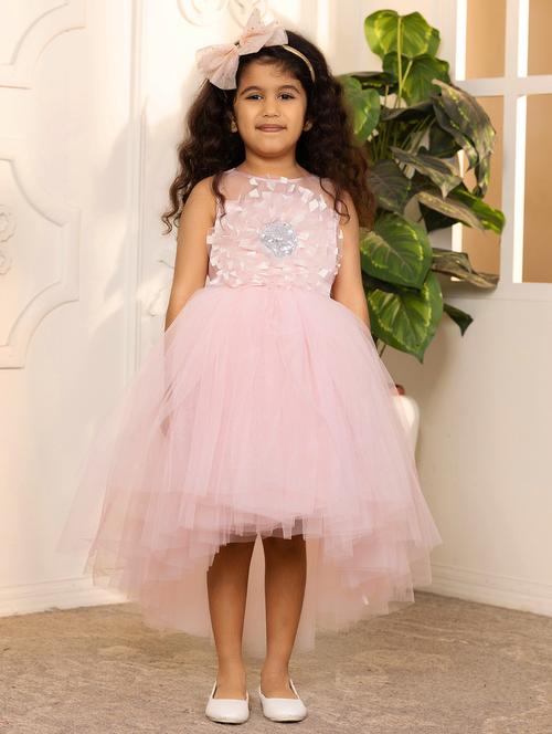 girls self designed sleeveless high low dress - 21962542 - Standard Image - 0