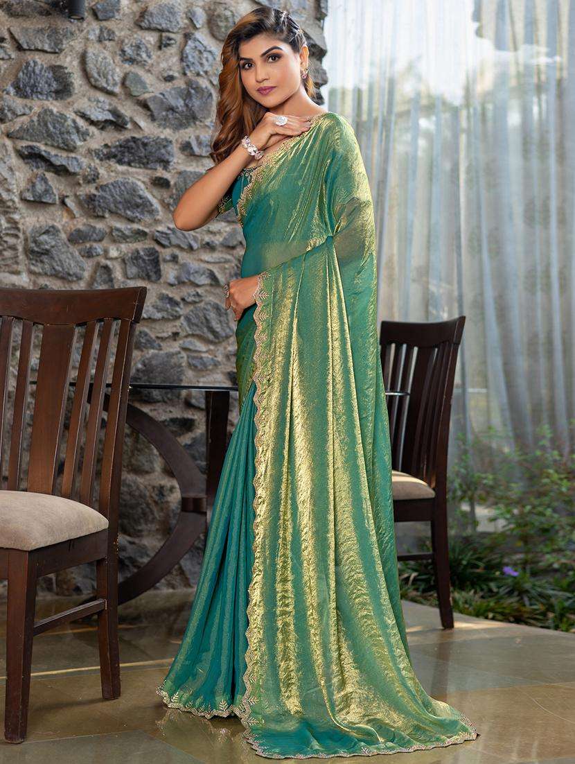 women solid with embellished bordered saree with blouse - 21962573 -  Standard Image - 2