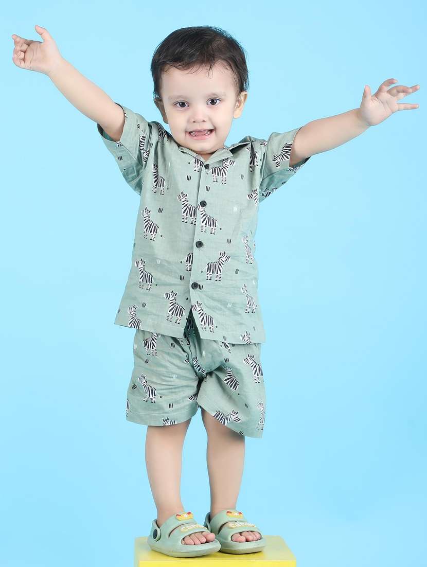 boys printed nightwear shorts set