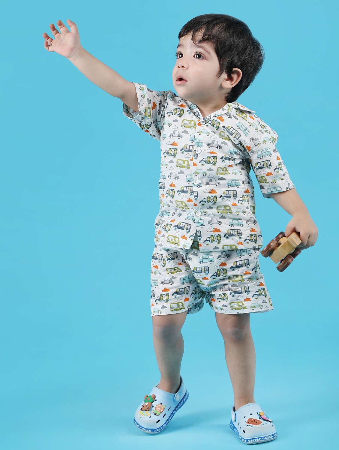 boys printed shirt and short co-ord set