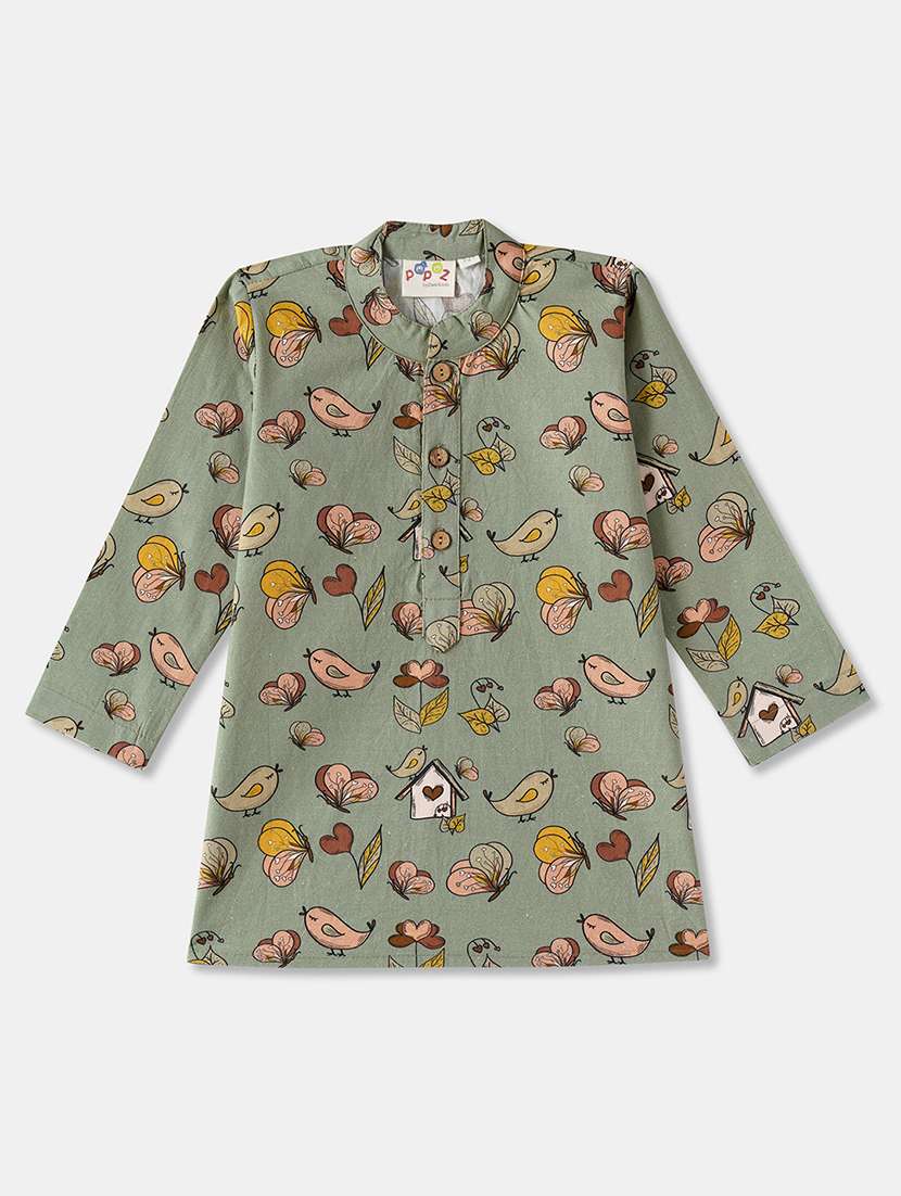boys printed long sleeve kurta & pyjama set - 21962614 -  Standard Image - 2
