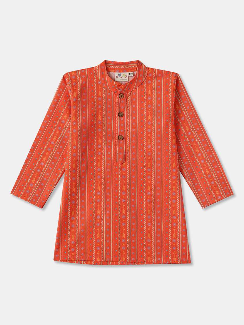 boys printed long sleeve kurta & pyjama set - 21962615 -  Standard Image - 2