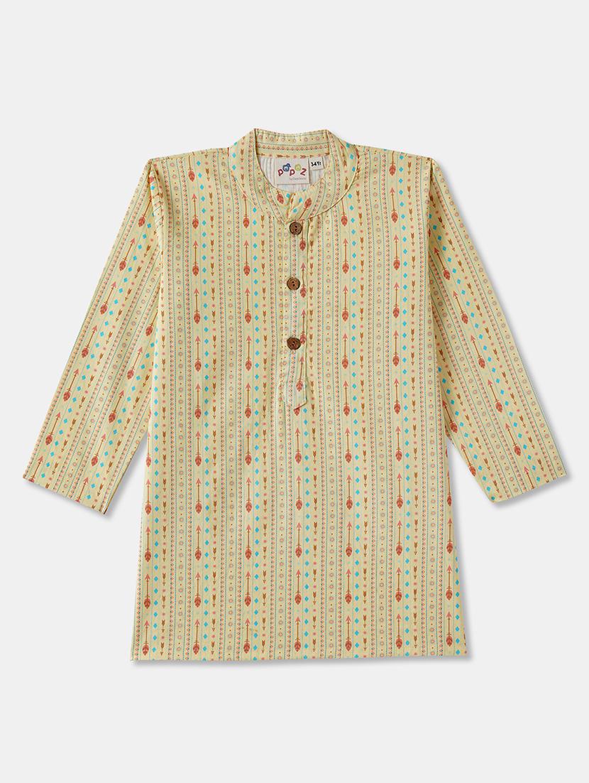 boys printed long sleeve kurta & pyjama set - 21962616 - Standard Image - 2