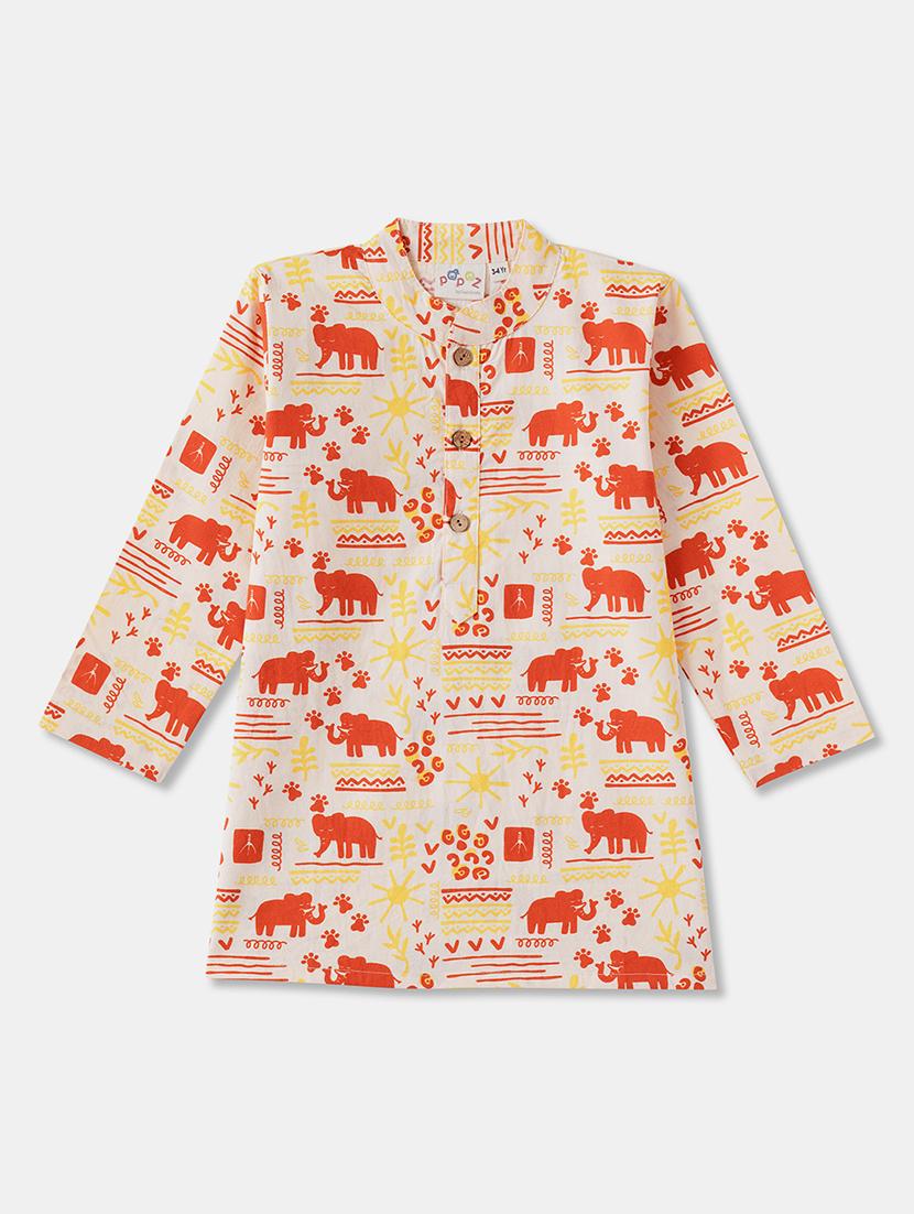 boys printed long sleeve kurta & pyjama set - 21962617 - Standard Image - 2