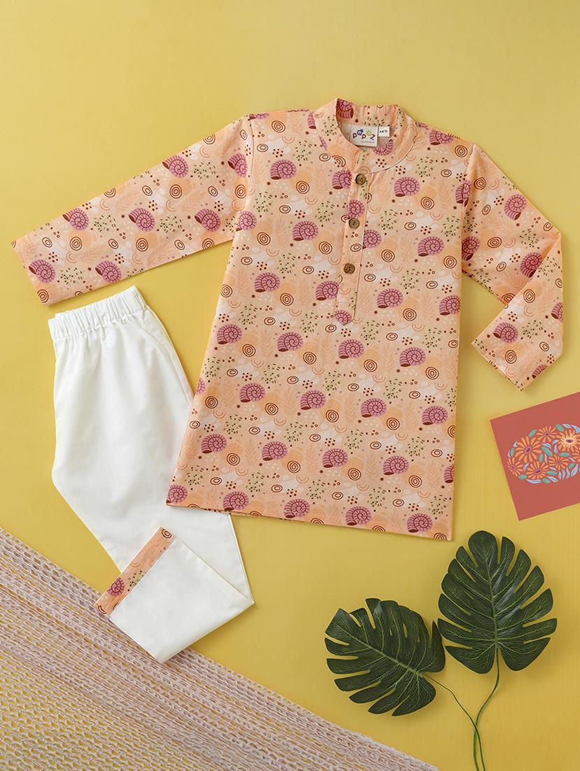 boys printed long sleeve kurta & pyjama set - 21962618 - Zoom Image - 0