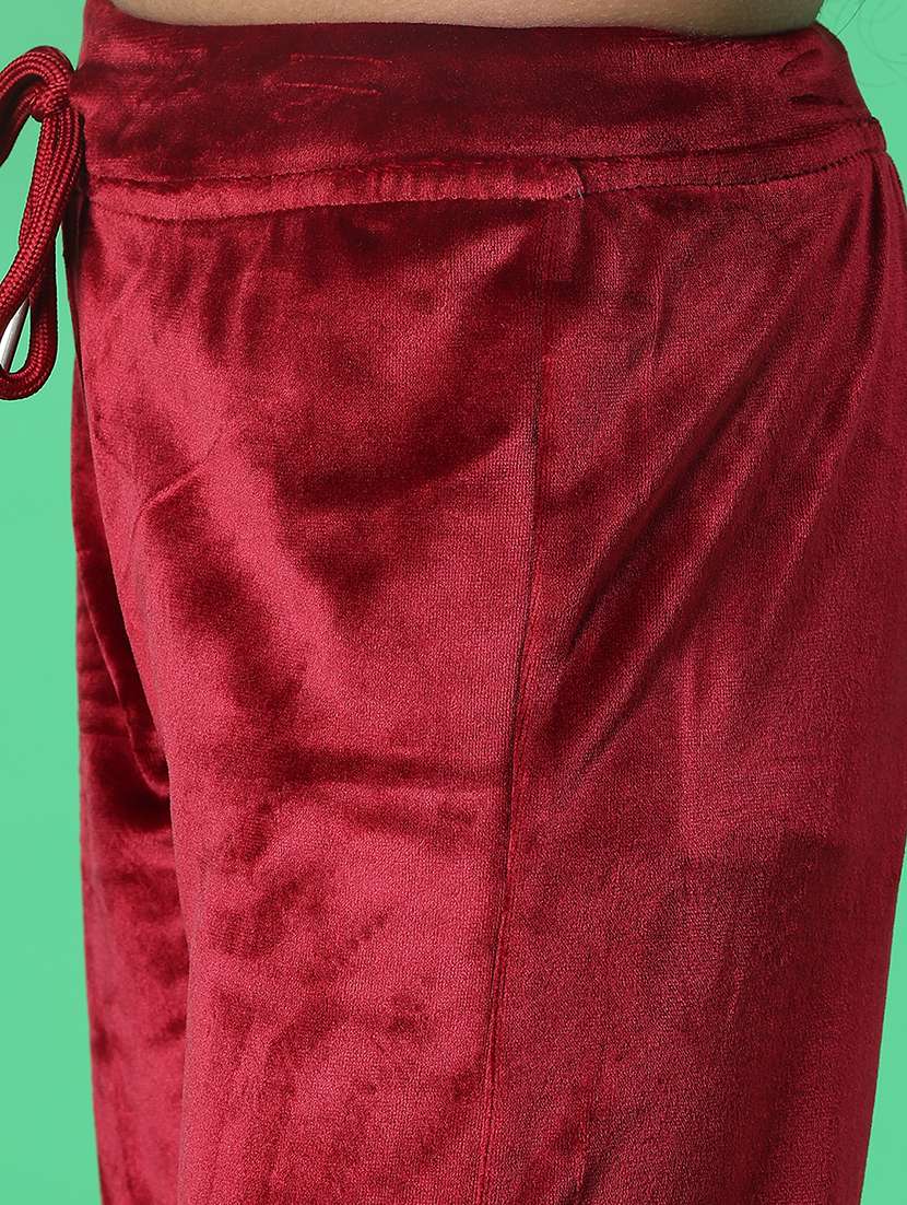 girls solid mid rise winterwear trouser - 21962659 -  Standard Image - 2