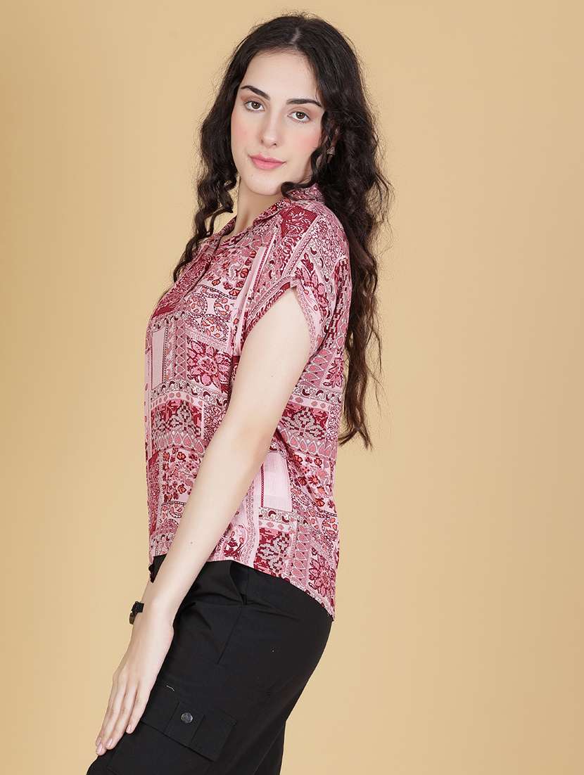 women printed collared regular top - 21962758 - Standard Image - 2