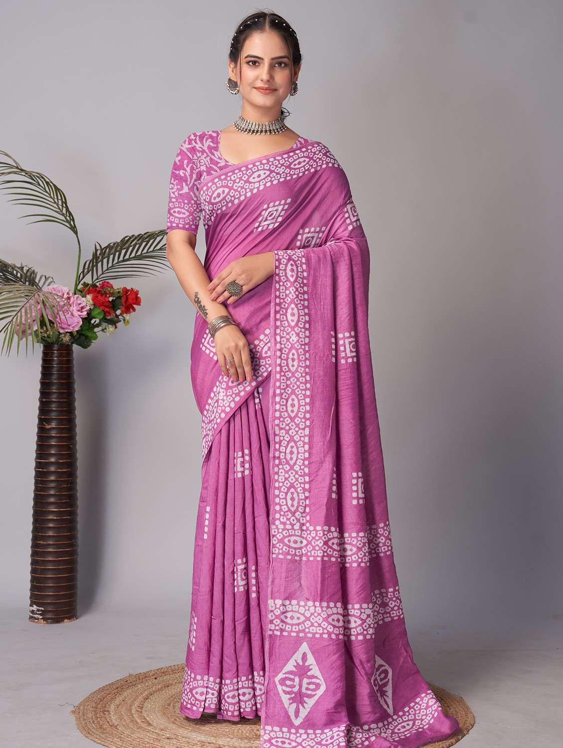 women batik printed saree with blouse