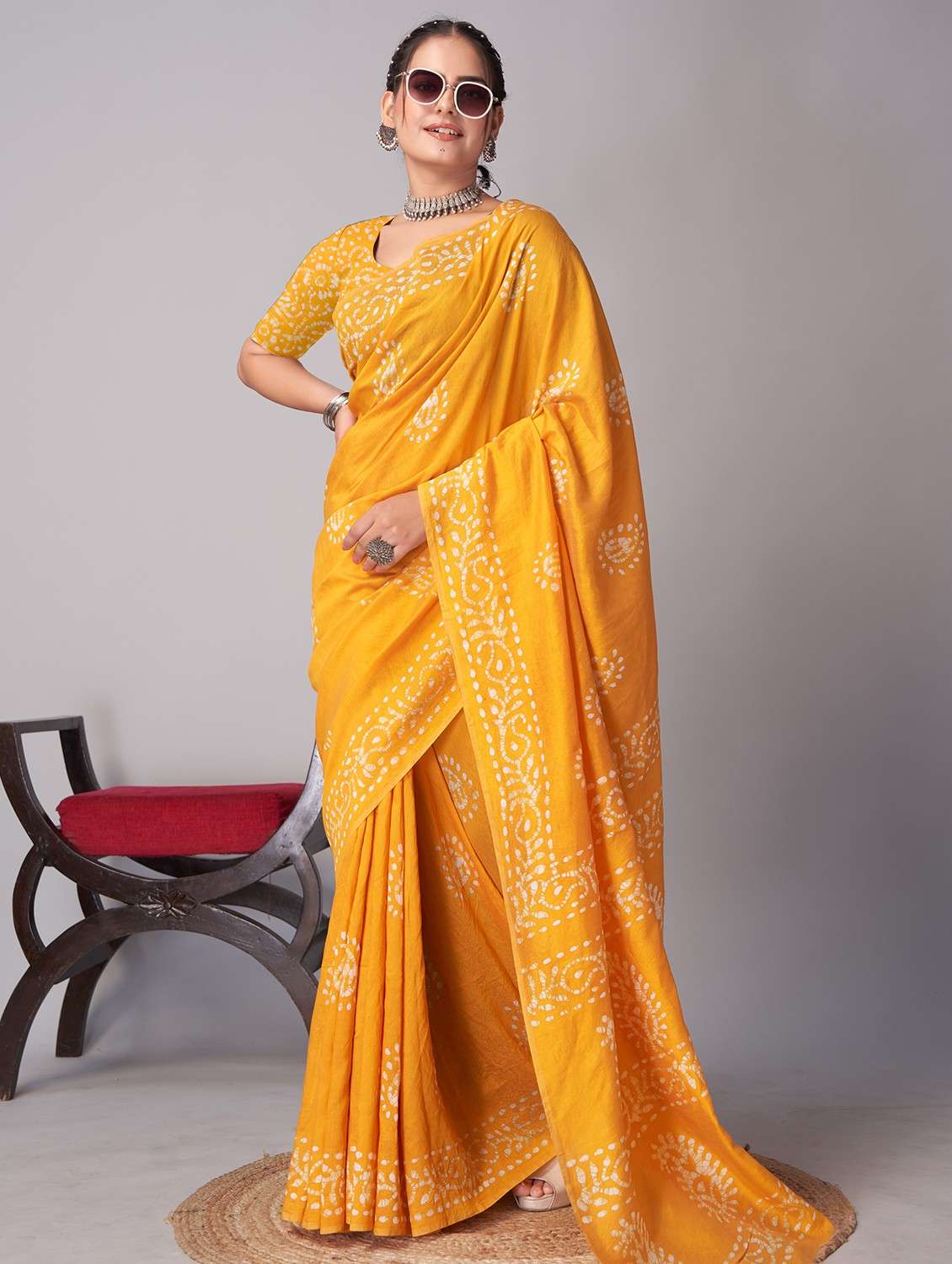 women batik printed saree with blouse