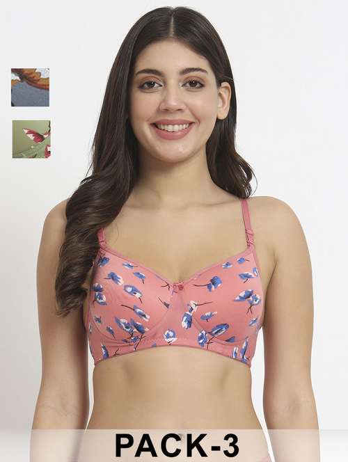 women pack of 3 printed t-shirt bra