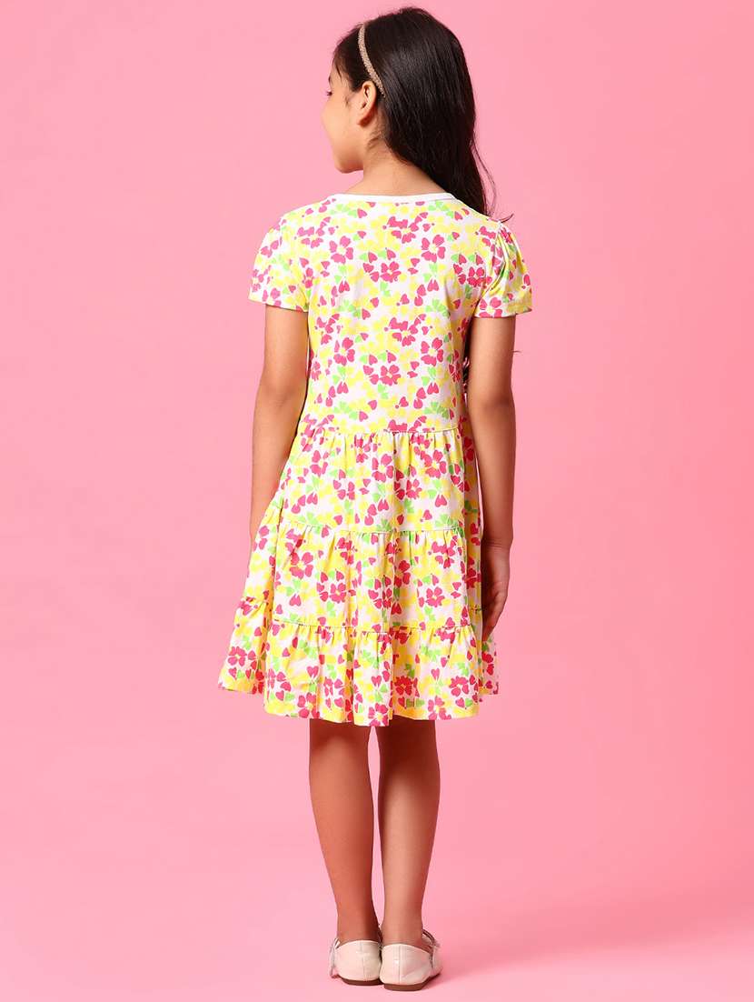 gilrs printed puff sleeve tiered dress - 21962925 - Standard Image - 2