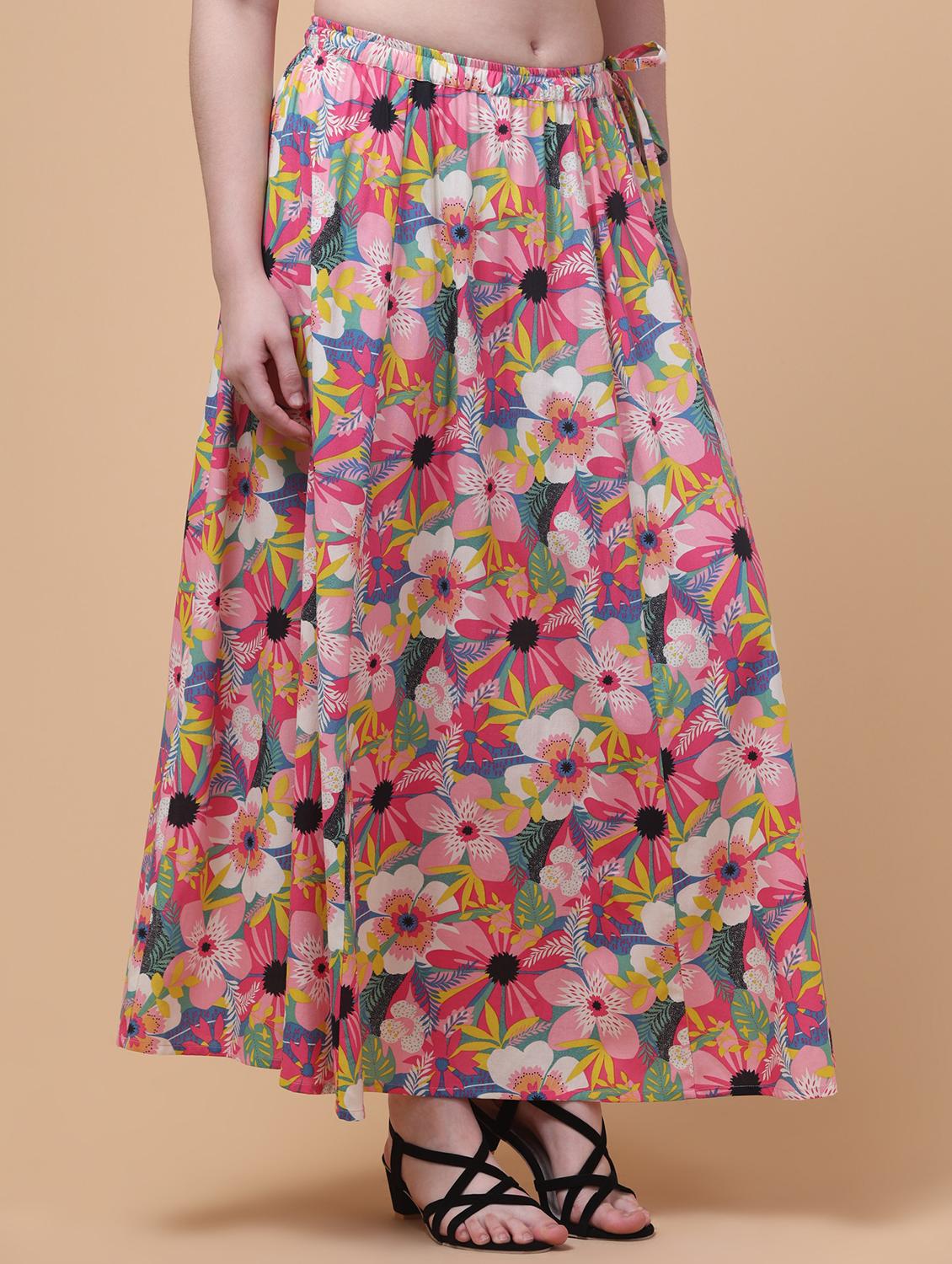 women floral print mid rise flared maxi skirt - 21962951 - Standard Image - 2