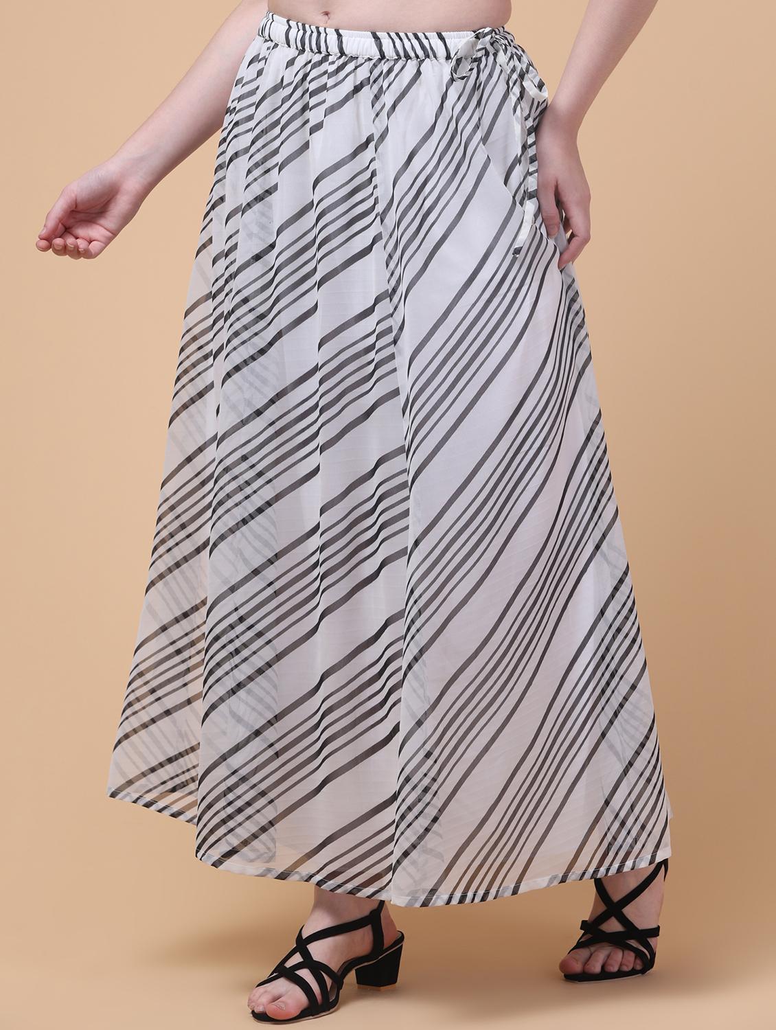 hive91 flared white chiffon striped skirt - 21962953 - Standard Image - 2