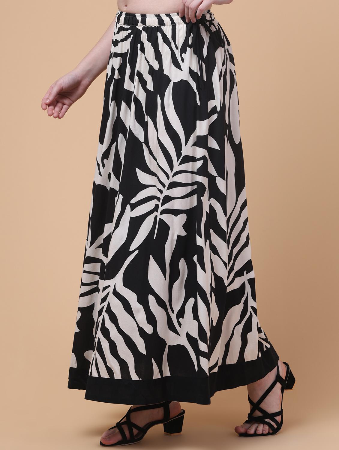 women printed mid rise flared maxi skirt - 21962954 - Standard Image - 2