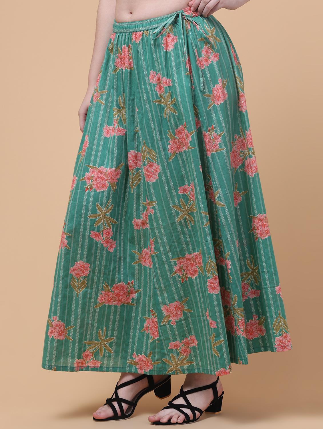 women floral print mid rise flared maxi skirt - 21962955 - Standard Image - 2