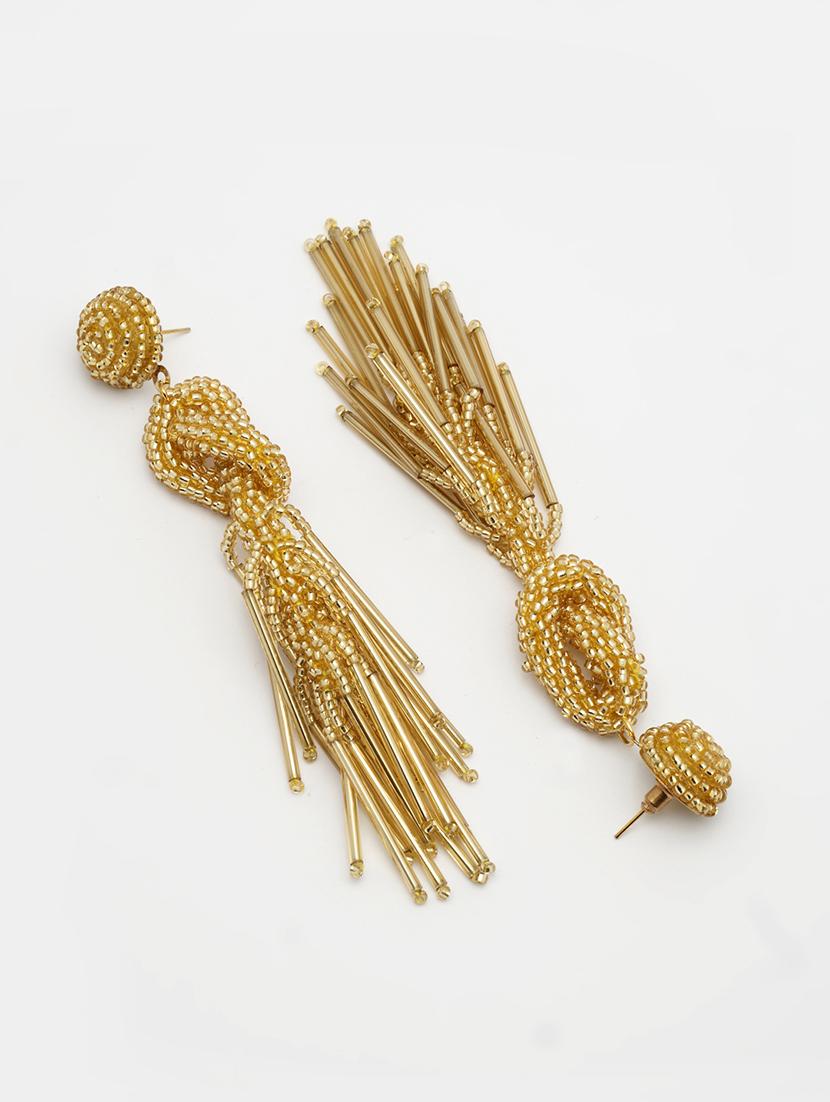 women golden drop earring - 21962960 - Standard Image - 2