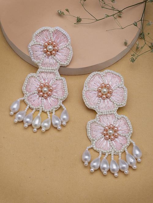 women floral handcrafted beads drop earring - 21962962 - Standard Image - 0