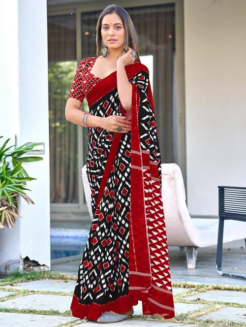women printed casual wear saree with blouse - 21962982 -  Standard Image - 0