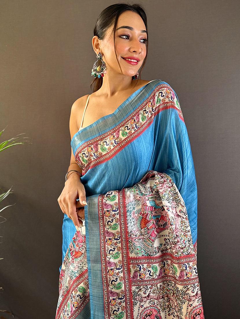 women madhubani printed saree with blouse - 21963029 - Standard Image - 2