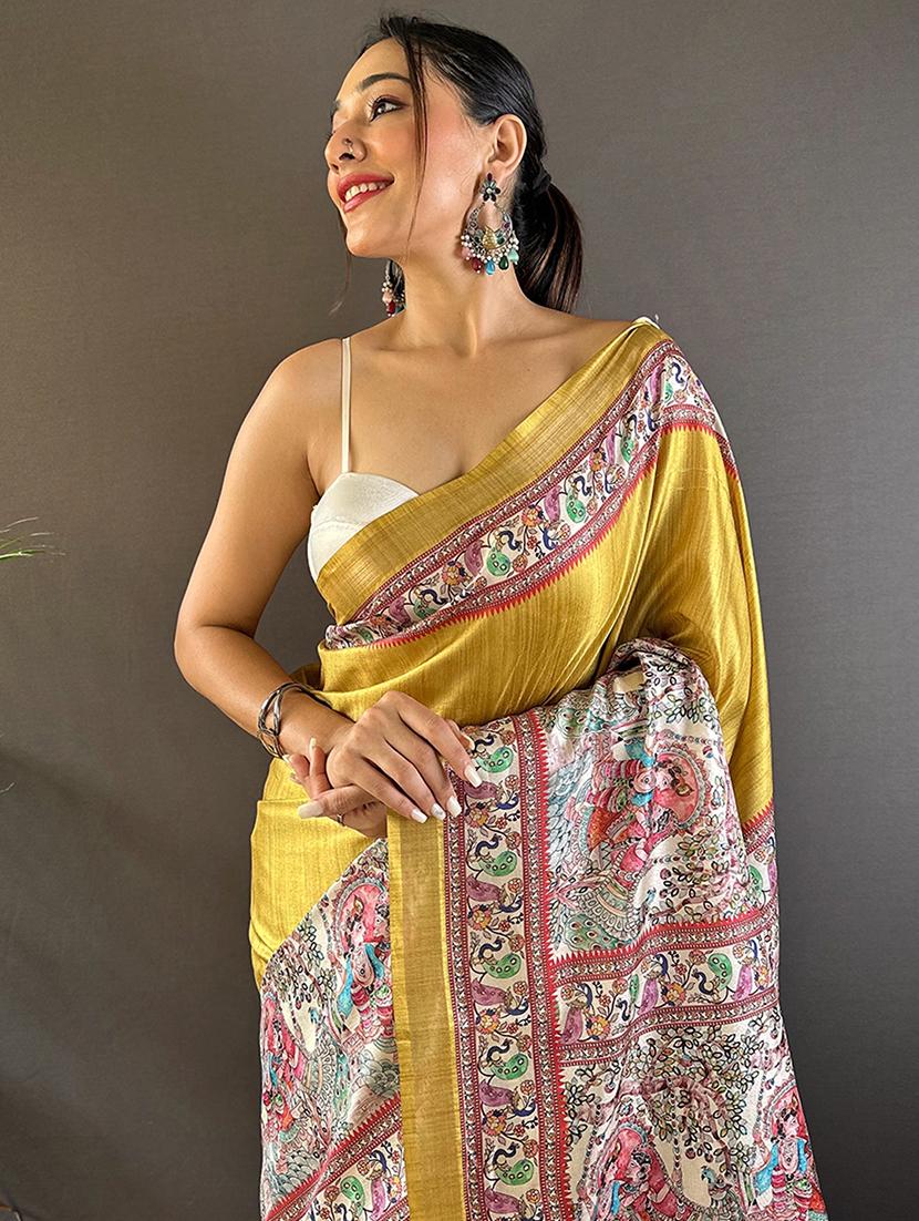 women madhubani printed saree with blouse - 21963030 - Standard Image - 2