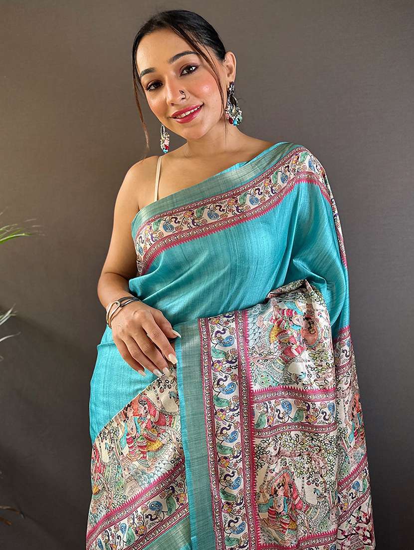 women madhubani printed saree with blouse - 21963031 -  Standard Image - 2