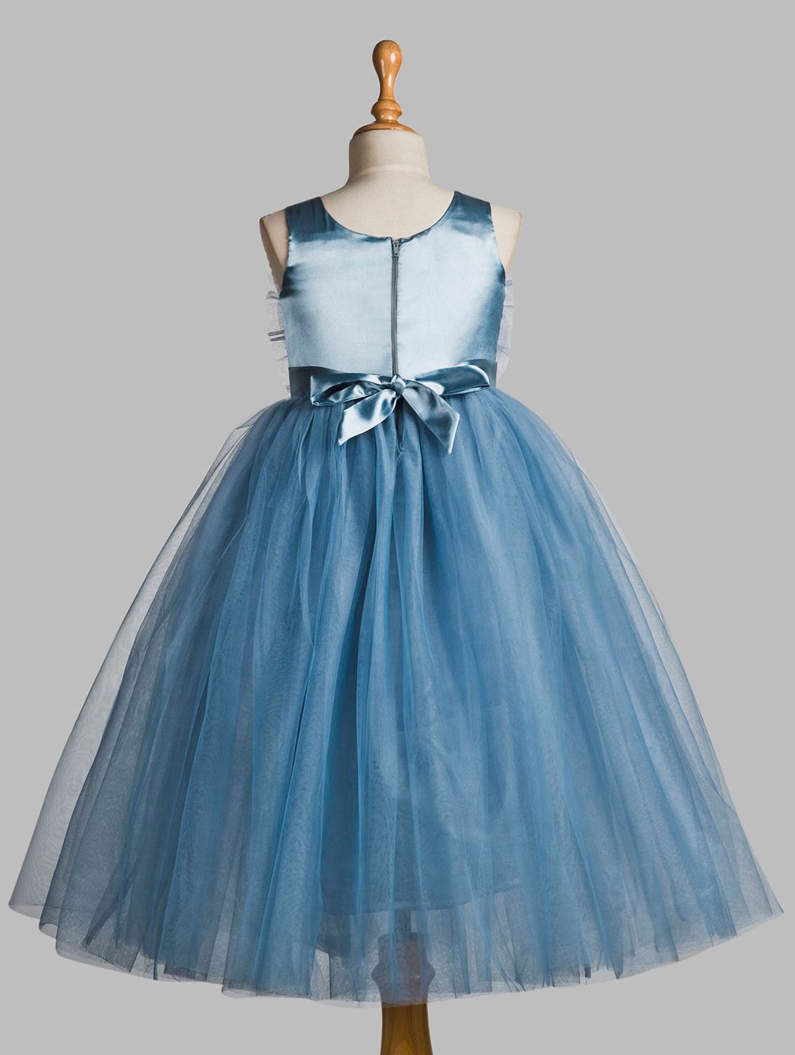 girls self designed sleeveless fit & flare dress - 21963195 - Standard Image - 2