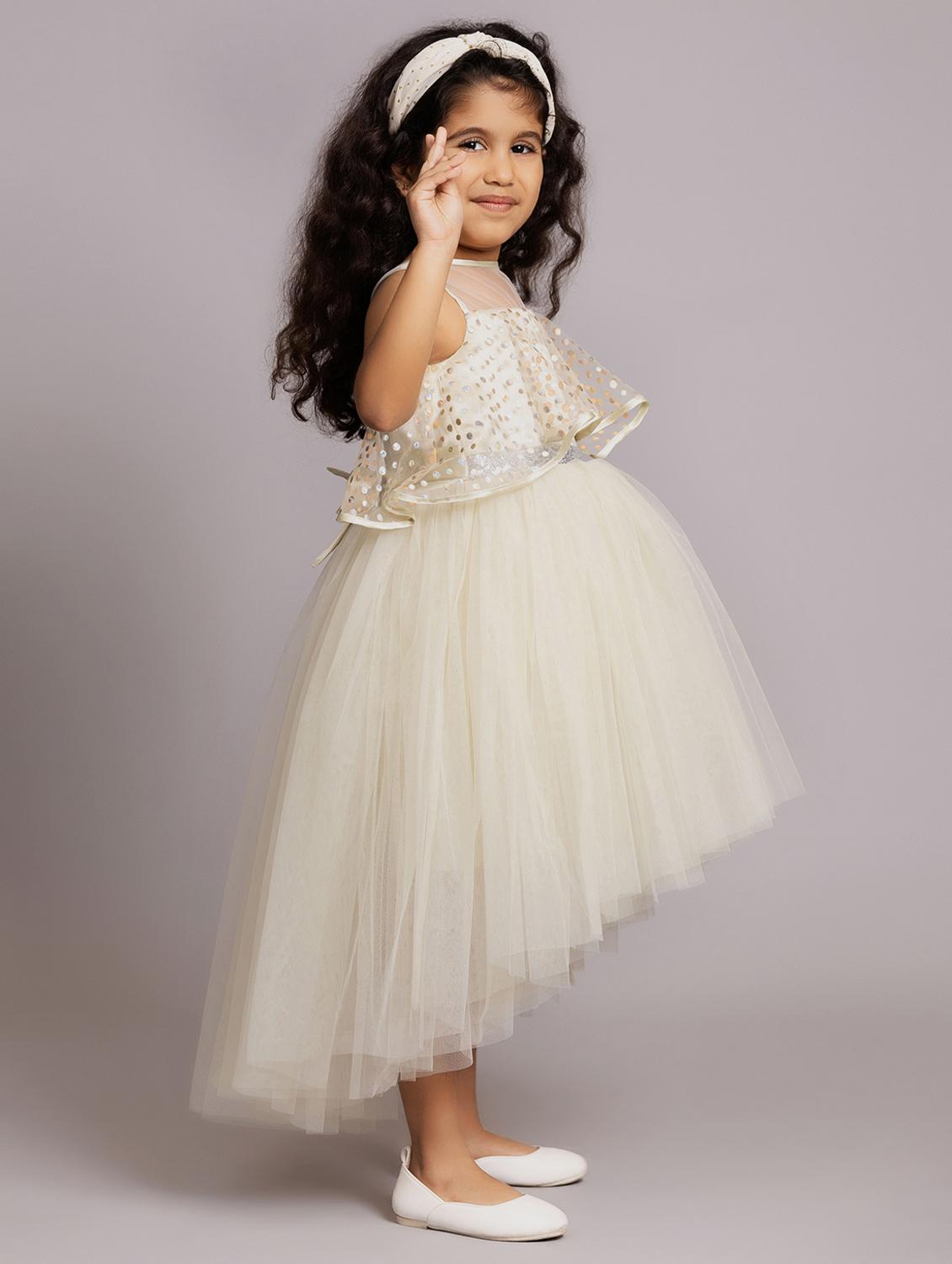 girls self designed sleeveless high low dress - 21963201 - Standard Image - 2