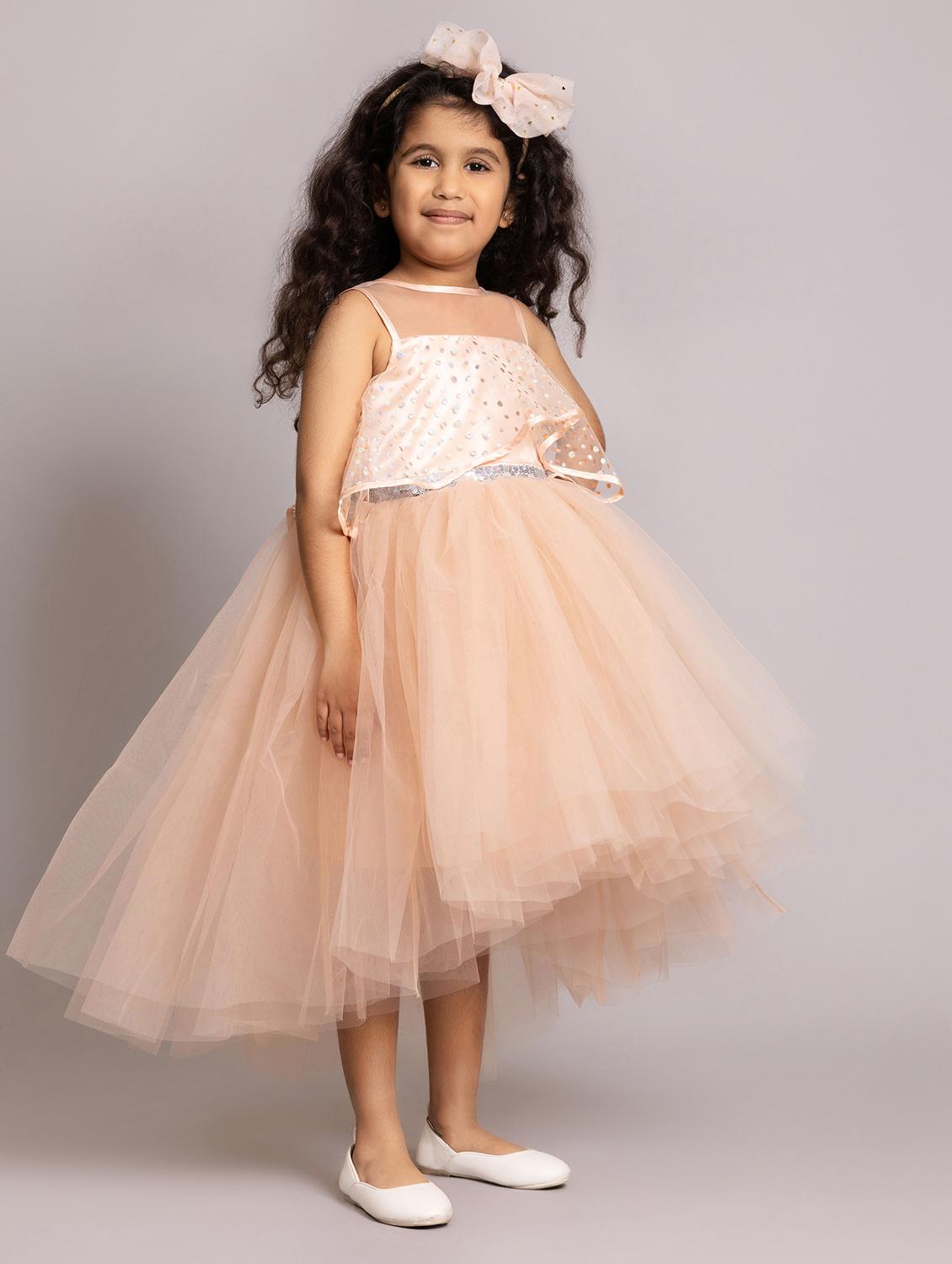 girls self designed sleeveless high low dress - 21963202 - Standard Image - 2