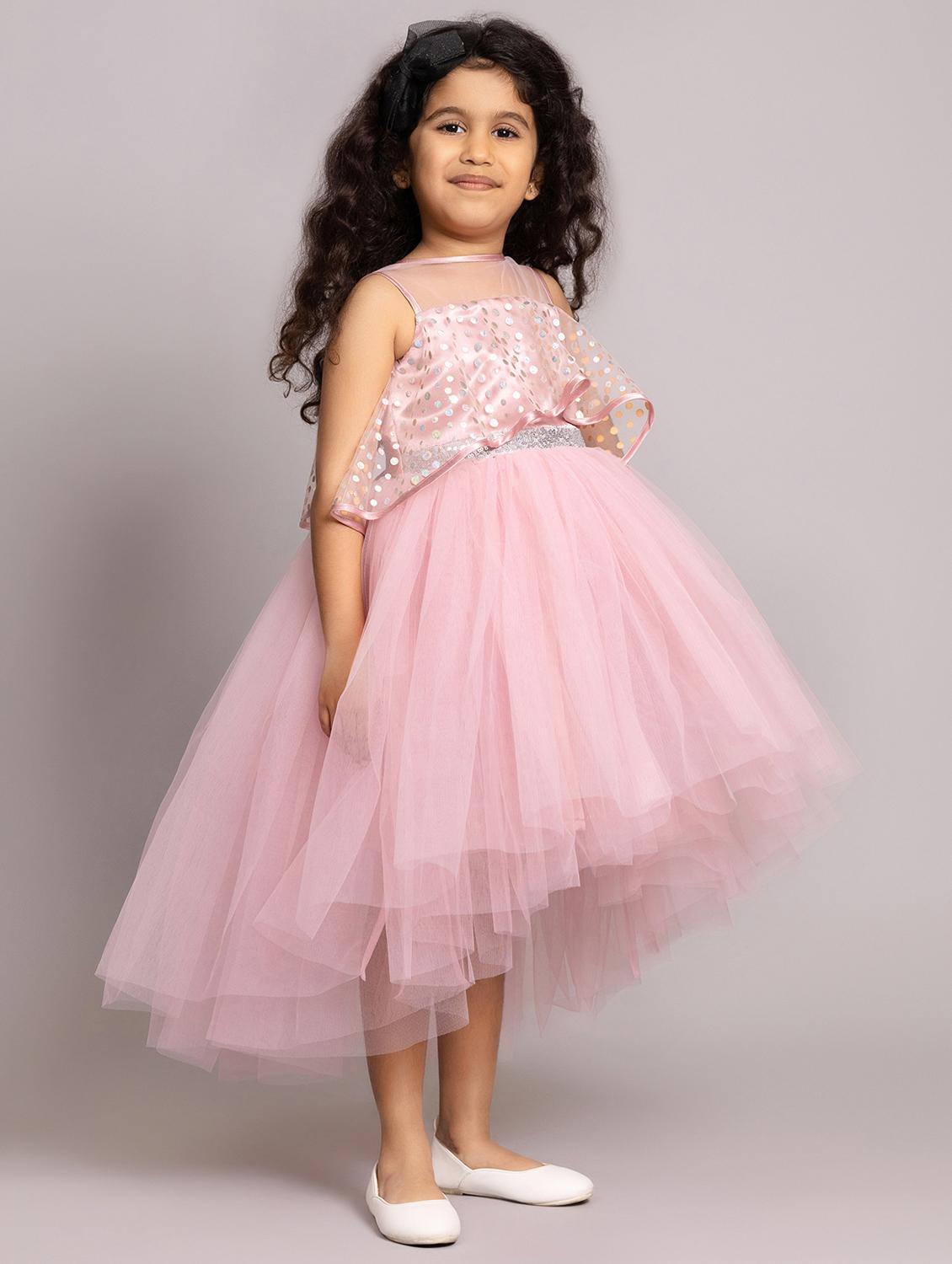 girls self designed sleeveless high low dress - 21963203 - Standard Image - 2