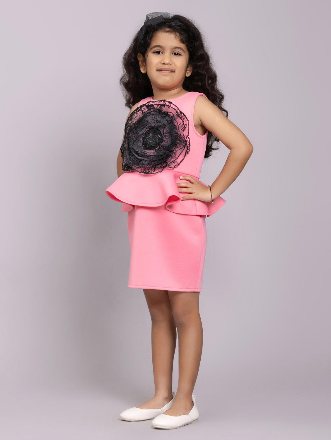 girls self designed sleeveless bodycon peplum dress - 21963205 - Standard Image - 2