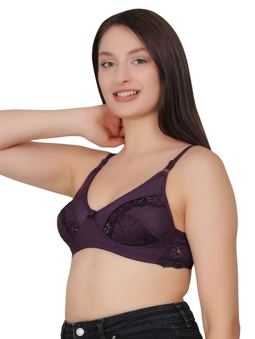 women solid lace detailed t-shirt bra - 21963219 -  Standard Image - 2