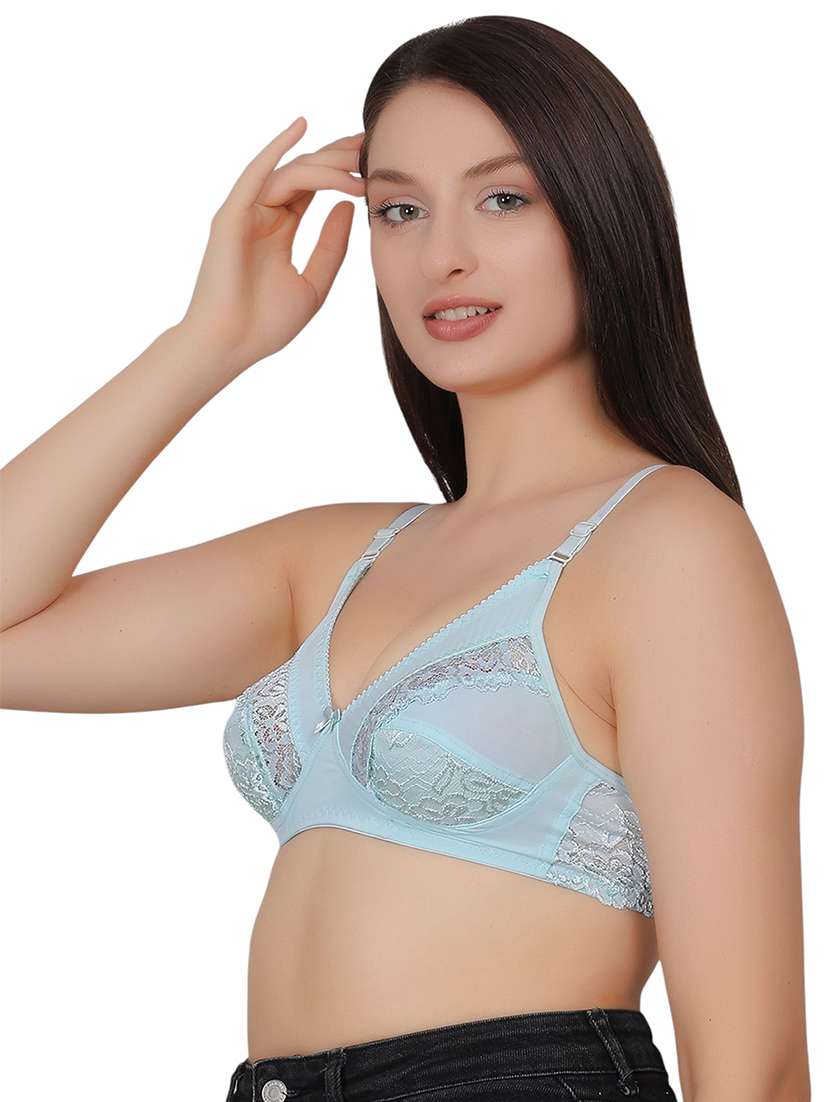 women solid lace detailed t-shirt bra - 21963220 -  Standard Image - 2