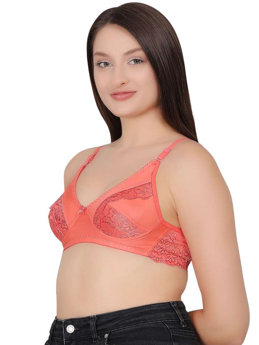 women solid lace detailed t-shirt bra - 21963221 -  Standard Image - 2